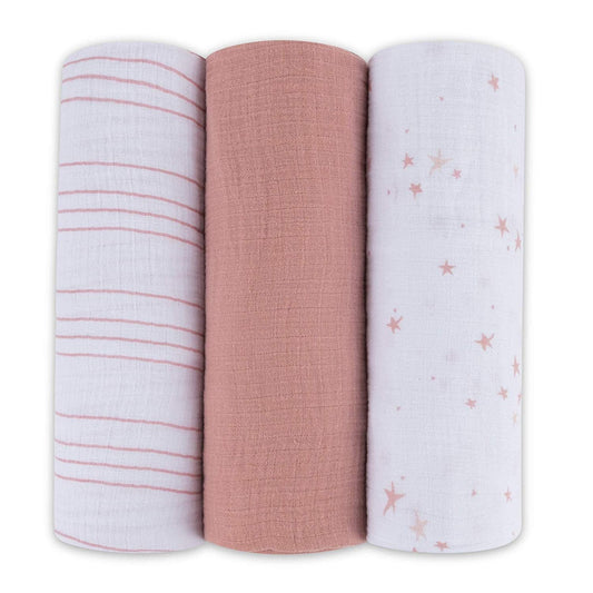 3 Pack Cotton Muslin Swaddle Blanket