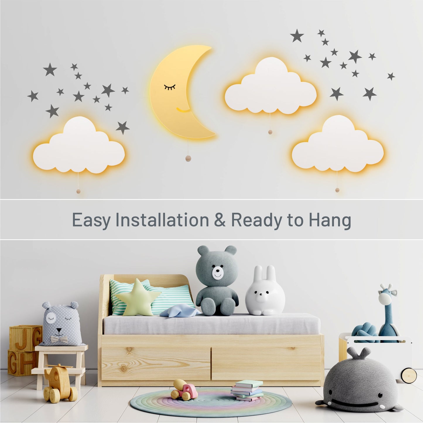 LumiDreams Wall Light - Kid's Decor Nightlight Moon