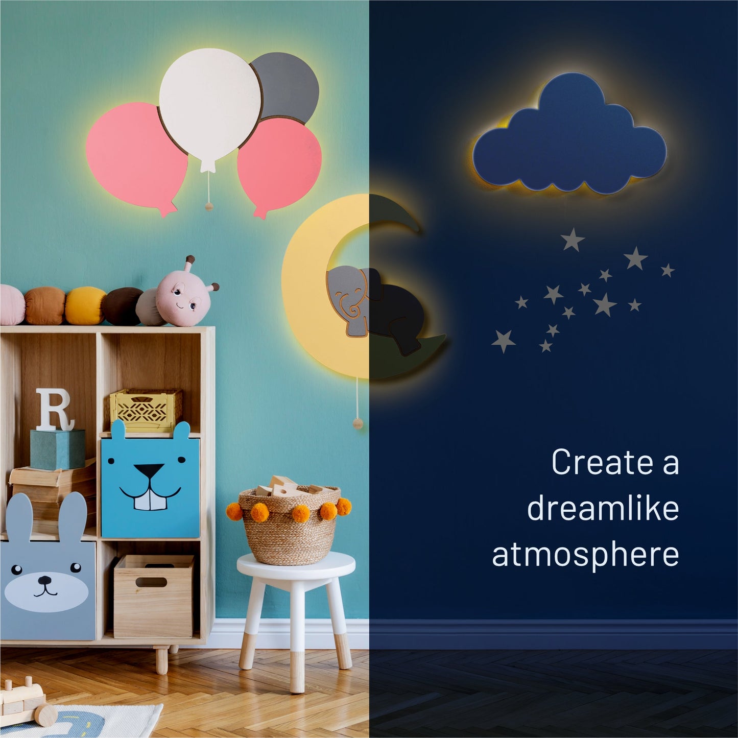 LumiDreams Wall Light - Kid's Decor Nightlight Elephant on Moon