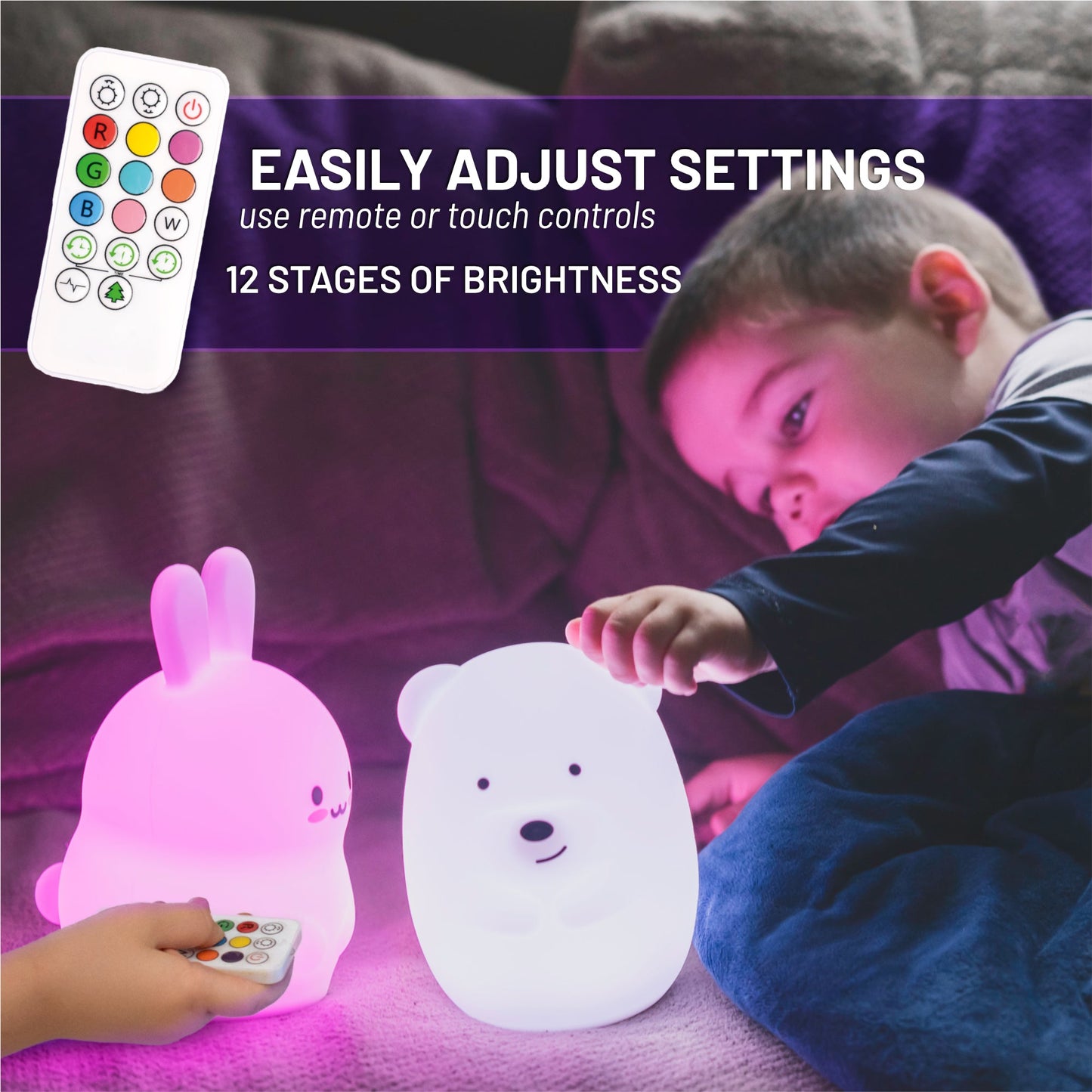 LumiPets® Bear - Children's Nursery Touch Night Light