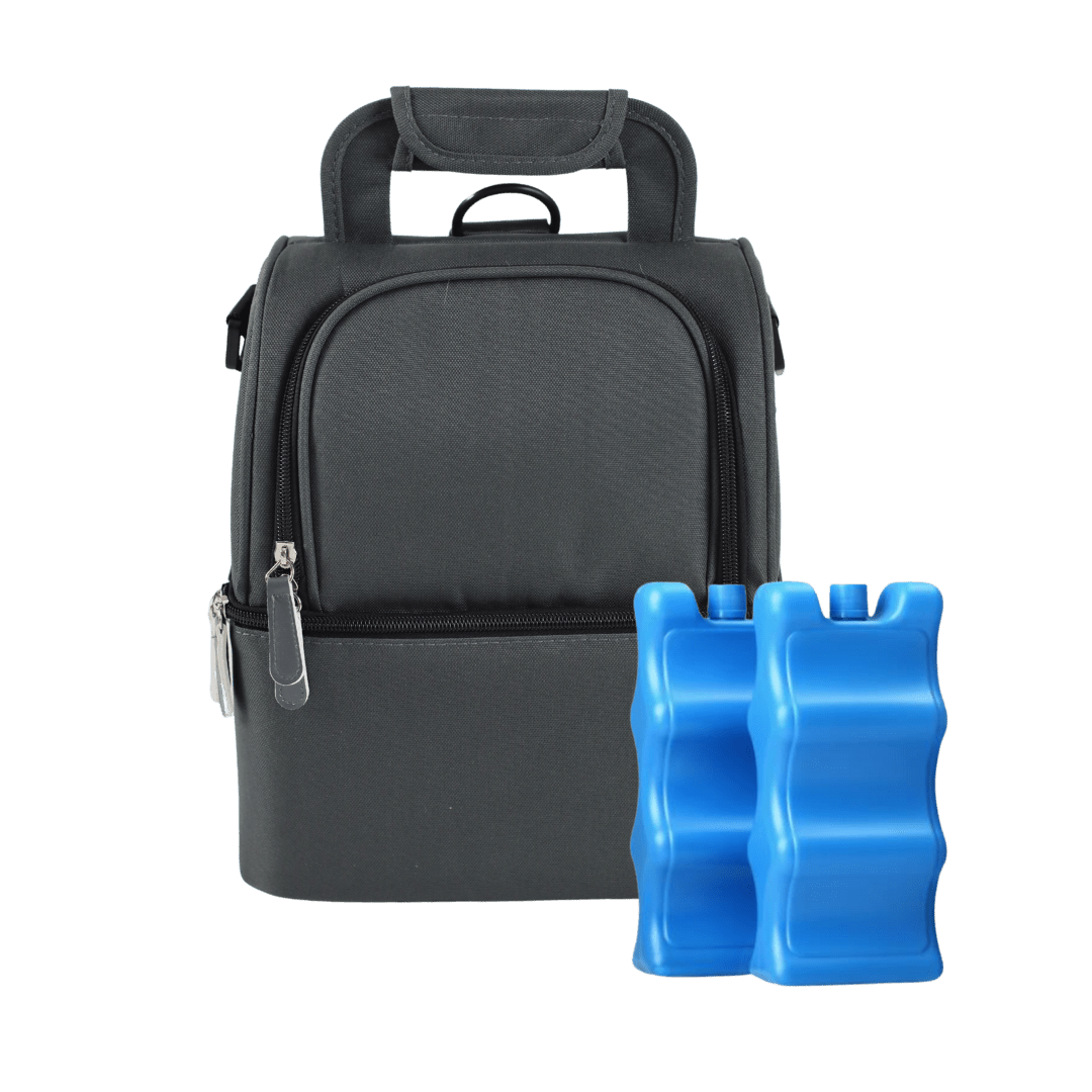 Black Cooler Zipper Bag & Bottle-Fitting Ice Packs